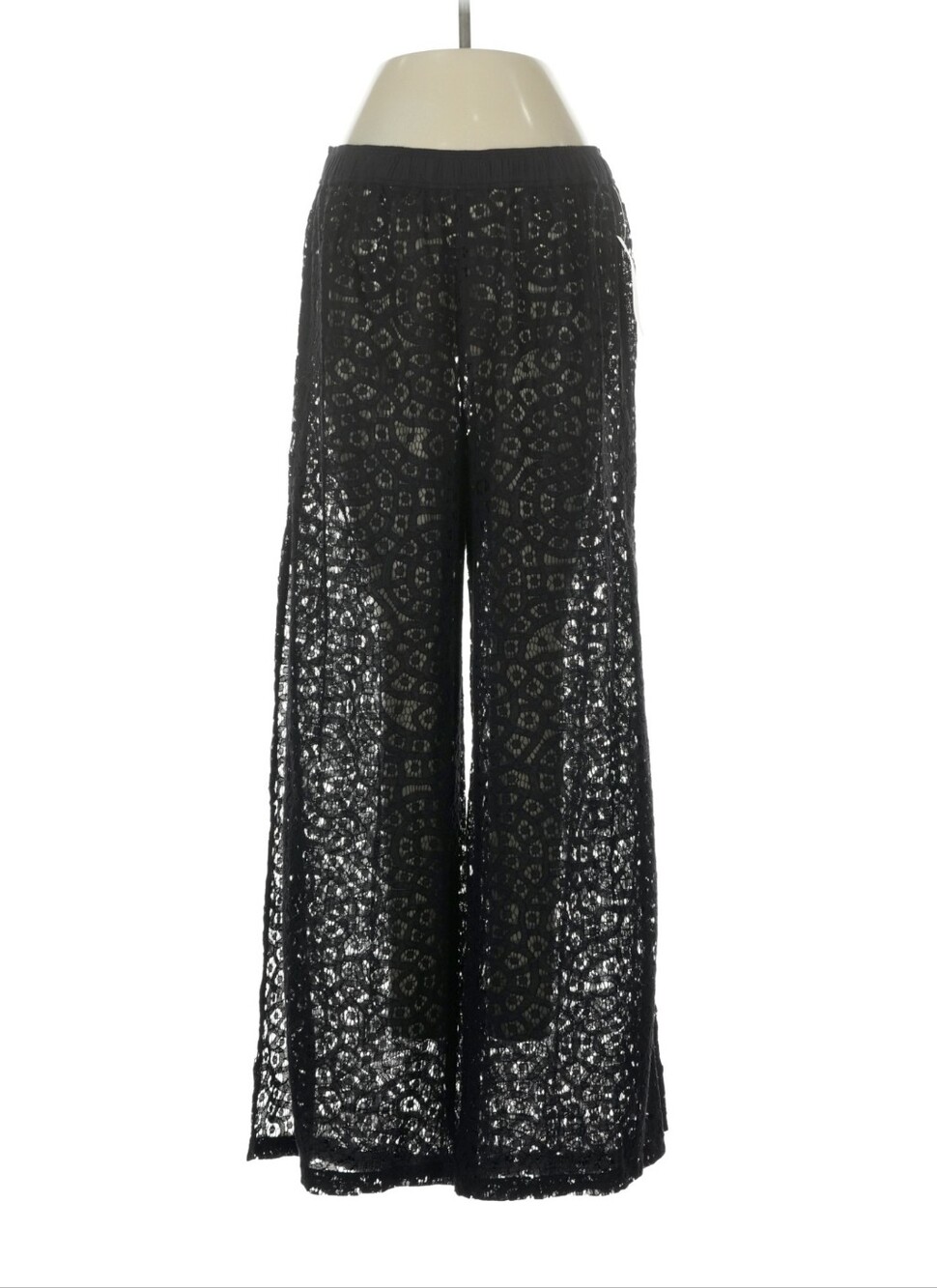 Venus Lace Wide-Leg Swim Cover Up Pants With Slits Black Small